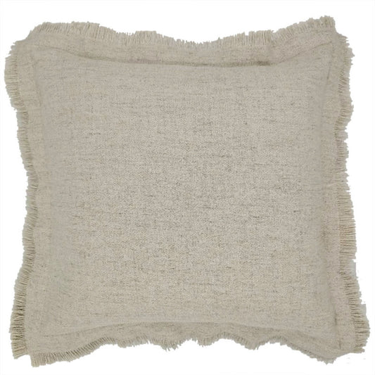 Natural Linen Medium Square Cushion with Fringing